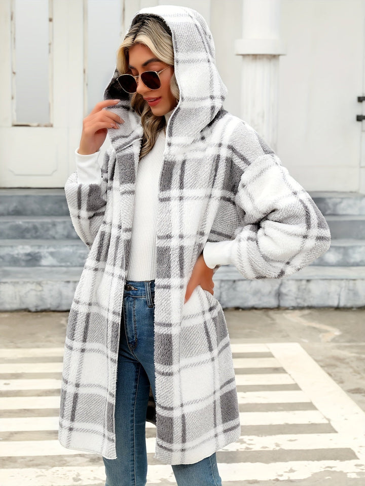 Plaid Hooded Cardigan