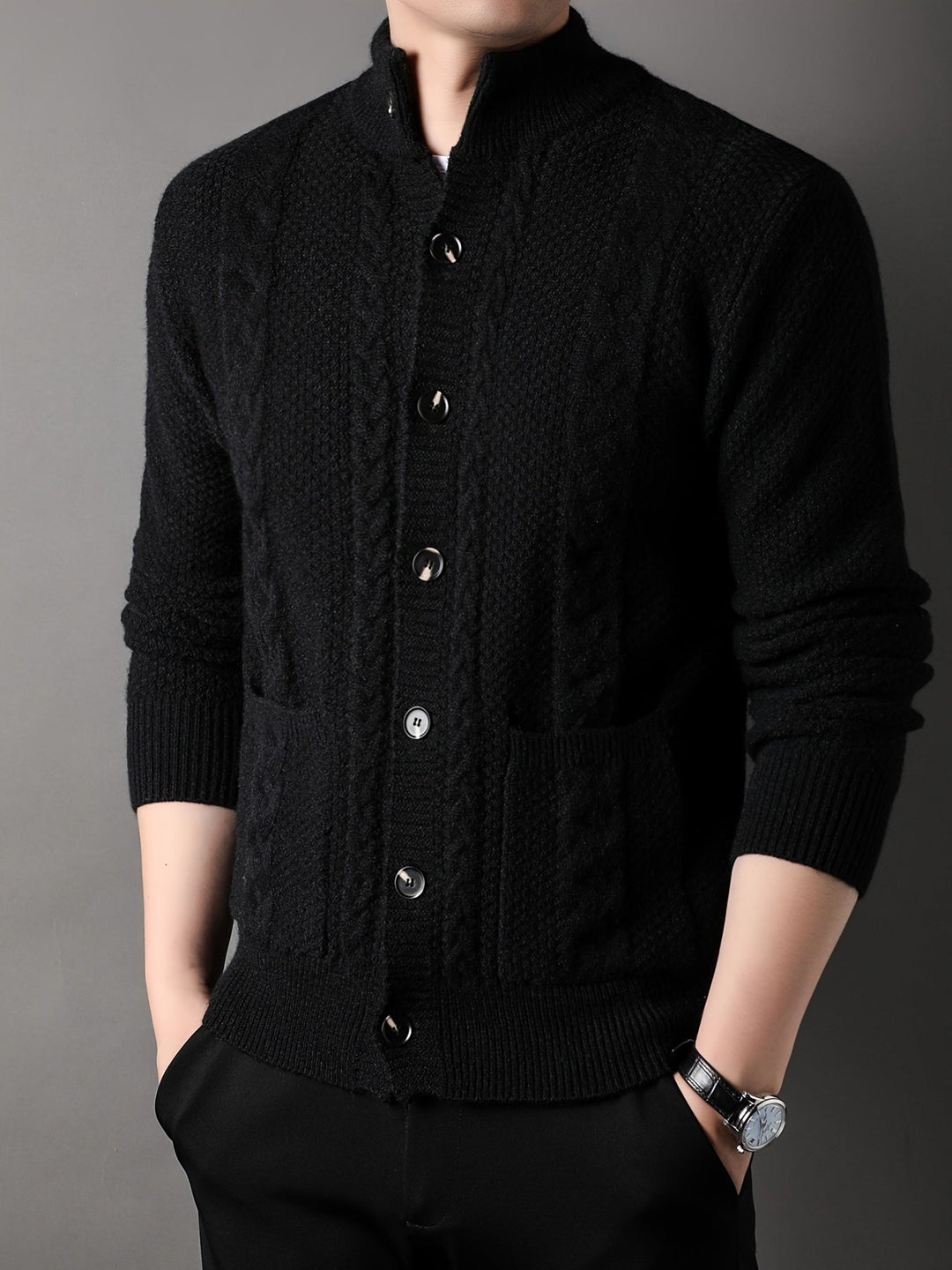 Textured Button-Front Cardigan