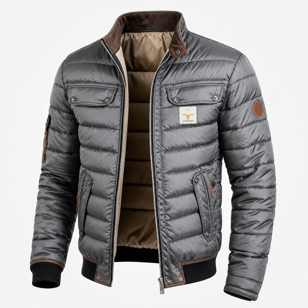 Quilted Stand-Collar Jacket