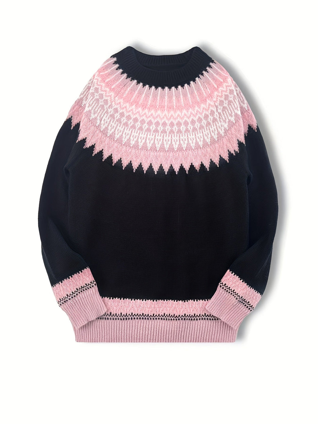 Chunky Jacquard Round Neck Sweater