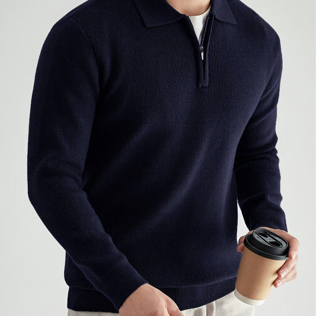 Refined Quarter-Zip Polo Sweater