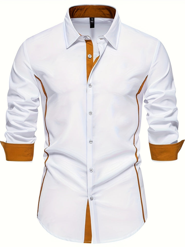 Contrast Trim Button-Up Shirt