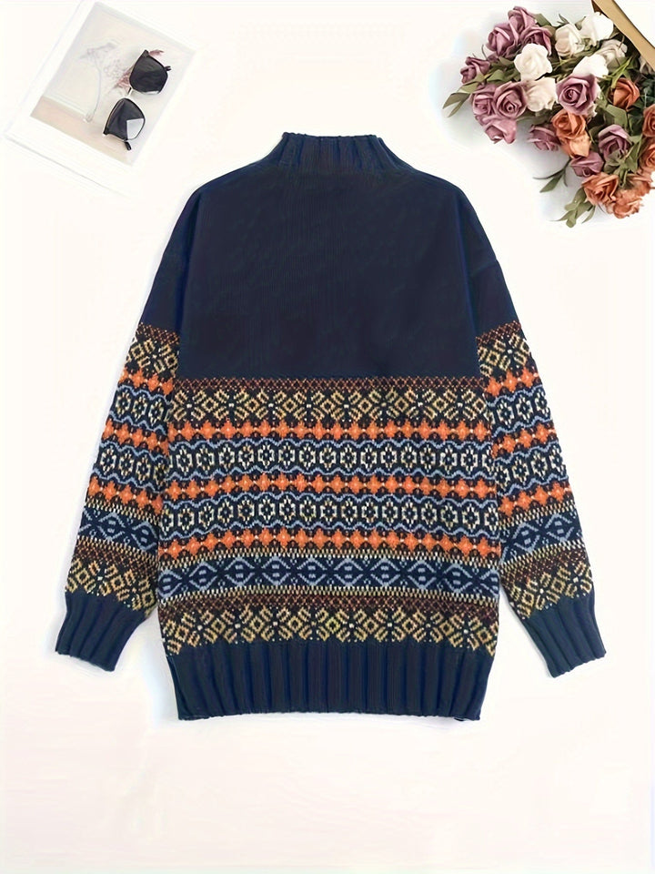 Vintage Jacquard Loose-Fit Sweater