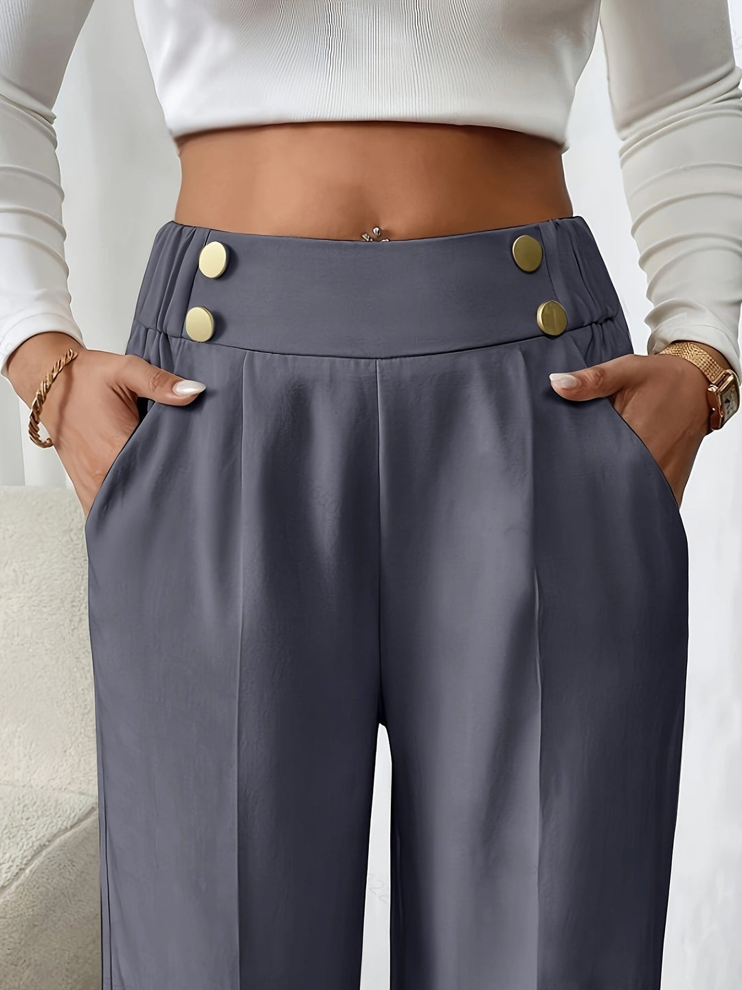Tailored High-Waist Wide-Leg Pants