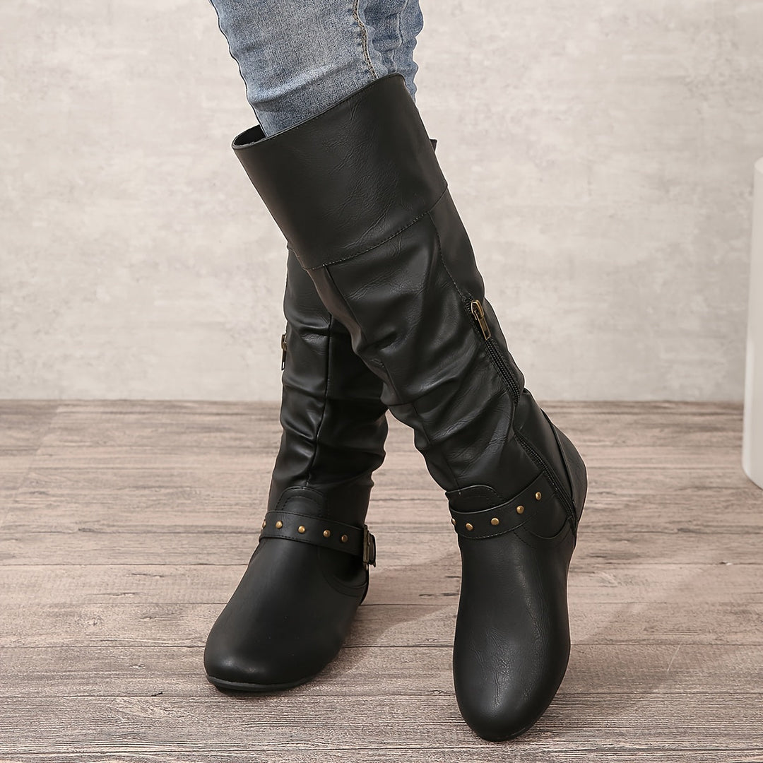 Slouchy Buckle Riding Boots