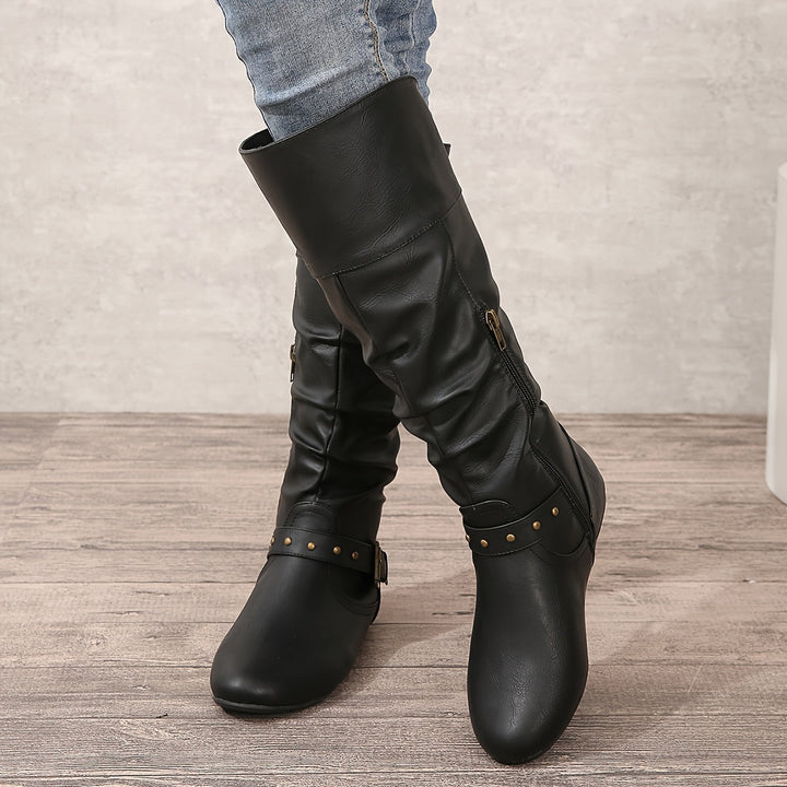 Slouchy Buckle Riding Boots
