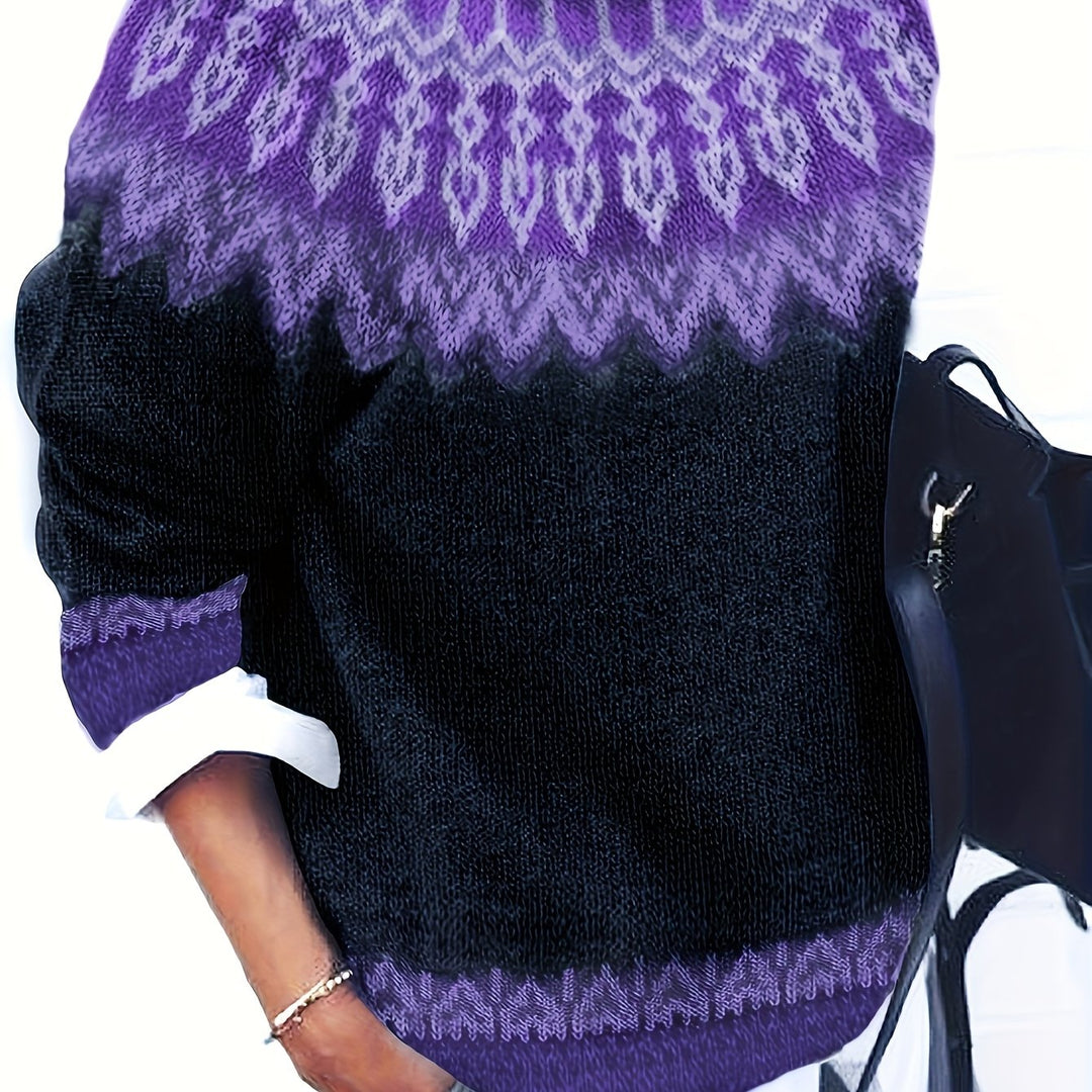 Chunky Jacquard Round Neck Sweater