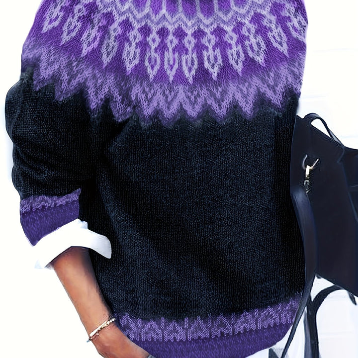 Chunky Jacquard Round Neck Sweater