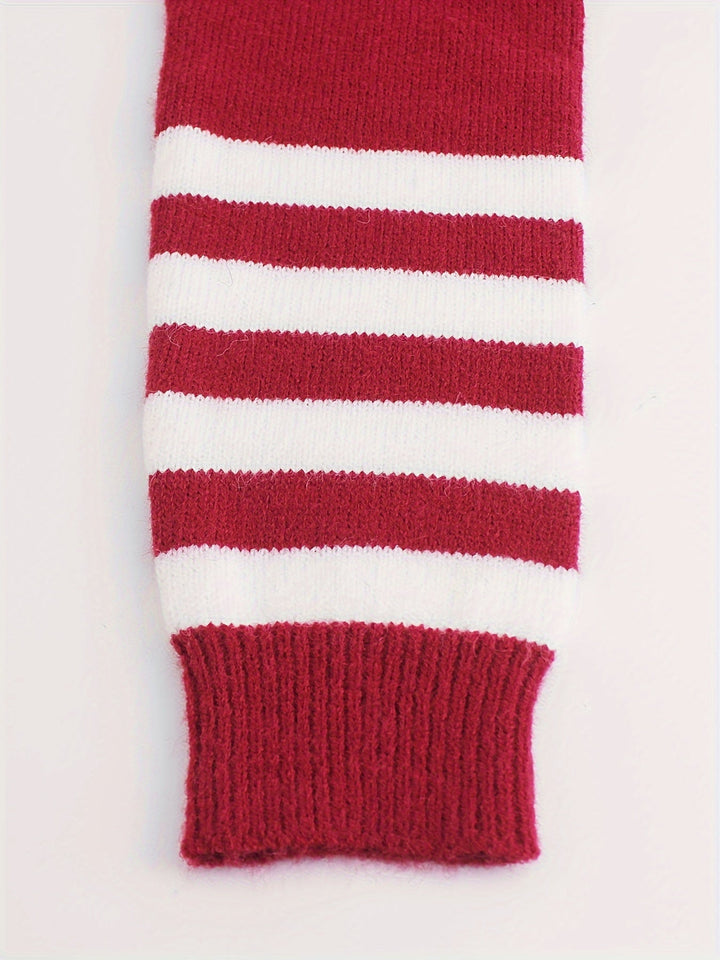 Striped-Cuff Ribbed Sweater