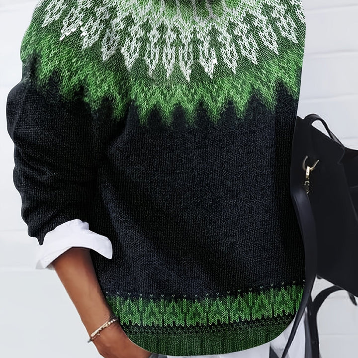 Chunky Jacquard Round Neck Sweater