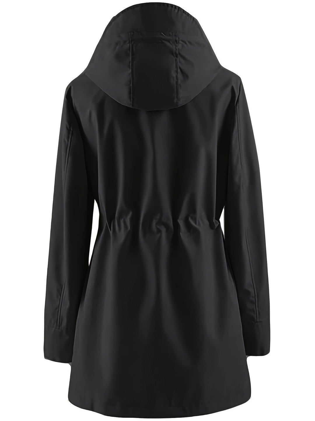 Hooded Drawstring Rain Jacket