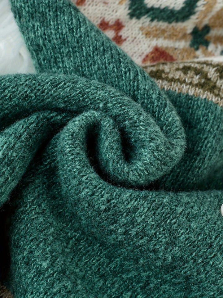 Patterned Button-Front Cardigan