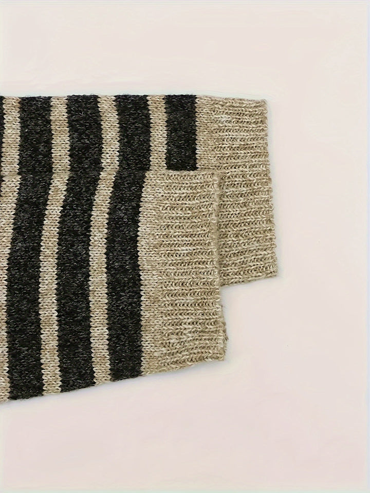 Relaxed High-Neck Striped Sweater