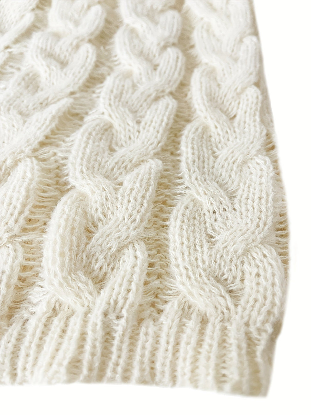 Relaxed Cable-Knit V-Neck Sweater