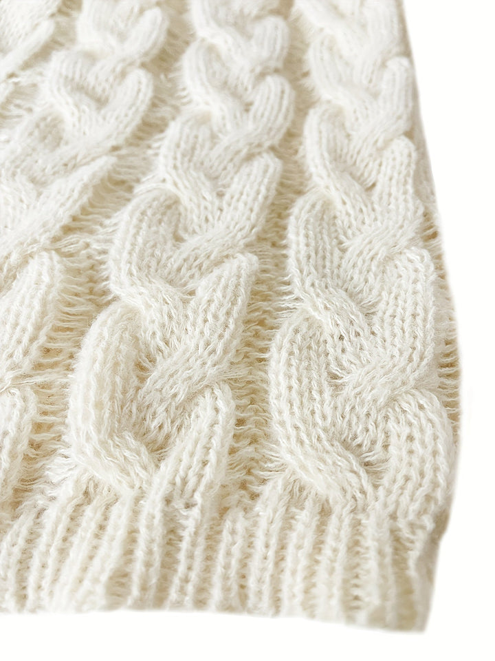 Relaxed Cable-Knit V-Neck Sweater