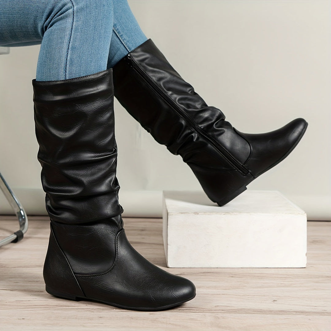 Slouched Mid-Calf Boots