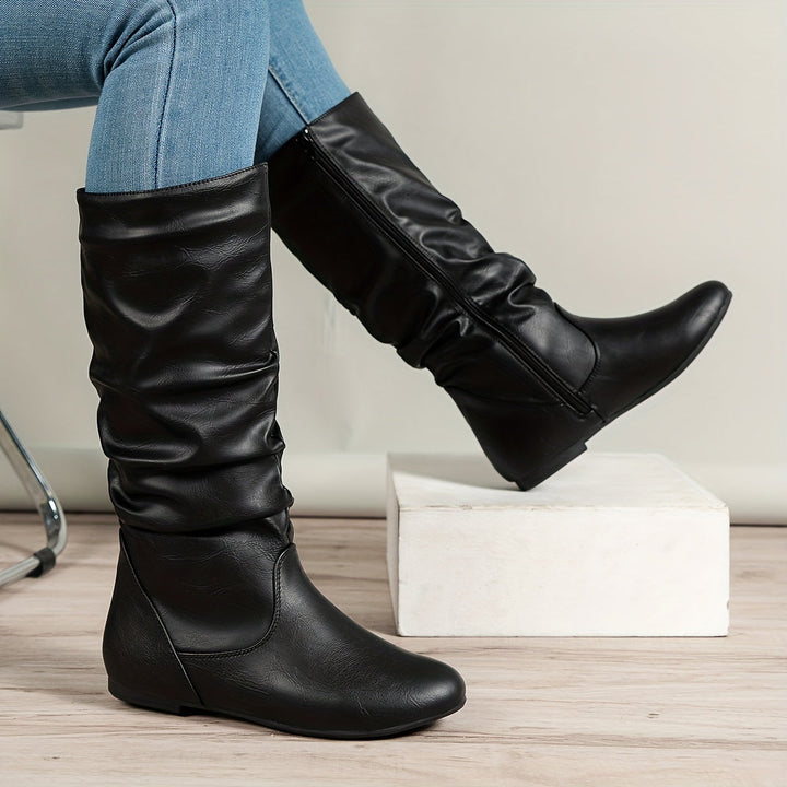 Slouched Mid-Calf Boots