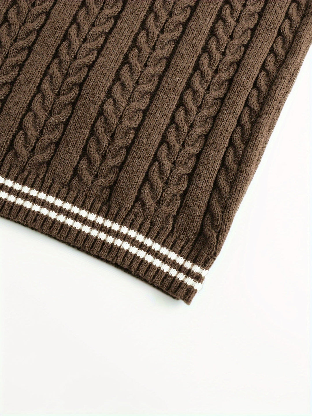 Cable-Knit V-Neck Sweater Vest