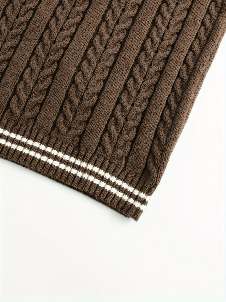 Cable-Knit V-Neck Sweater Vest