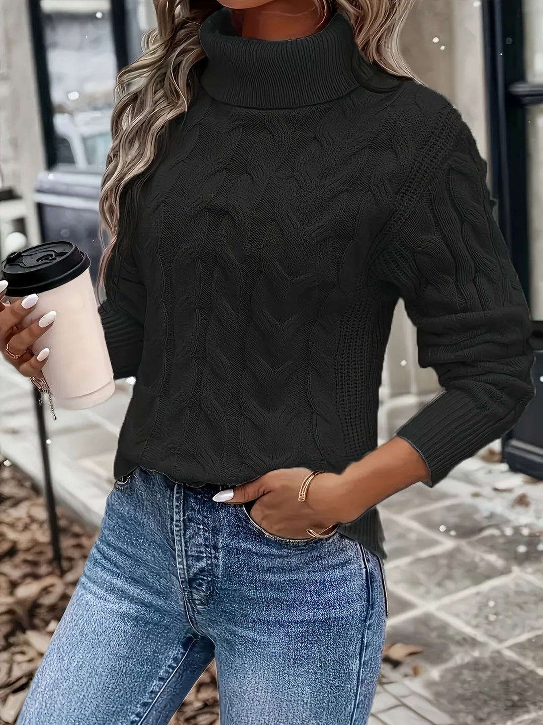 Cozy Cable-Knit Turtleneck Sweater
