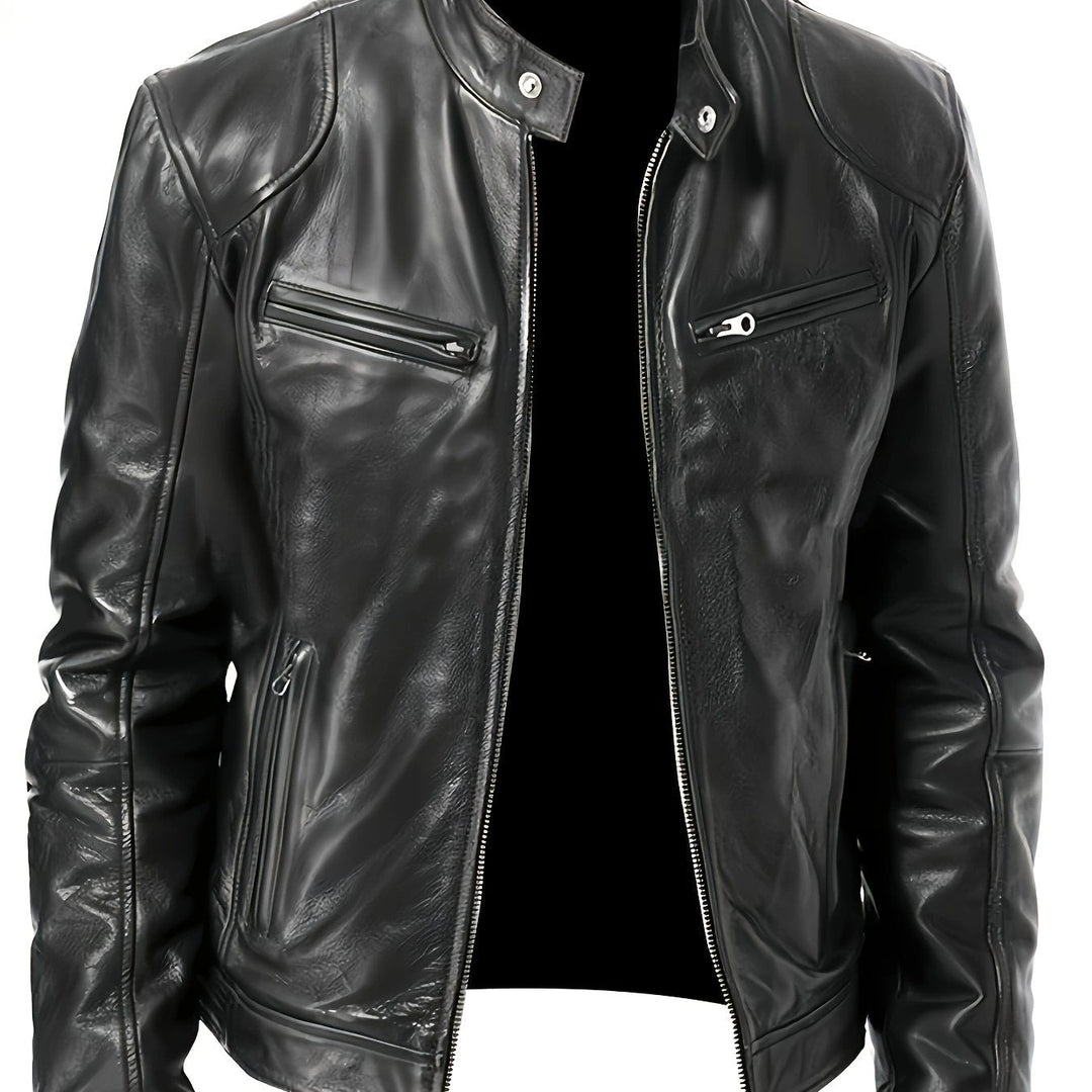 Stand-Collar Moto Jacket