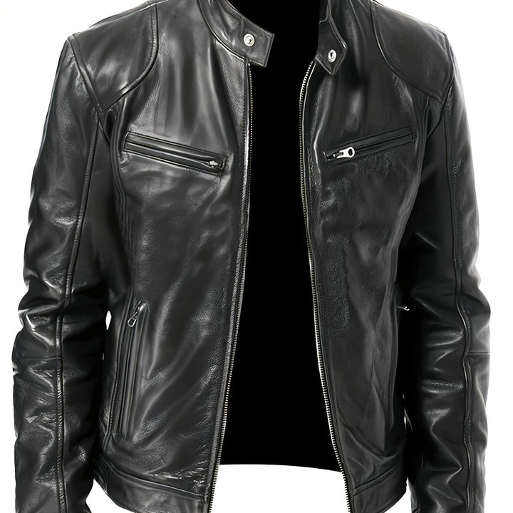 Stand-Collar Moto Jacket