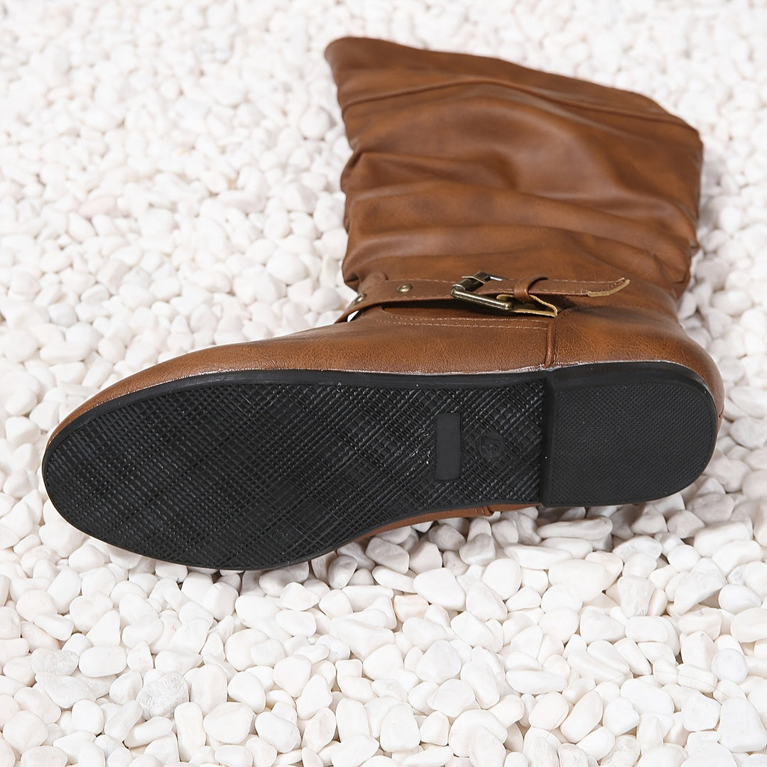 Slouchy Buckle Riding Boots