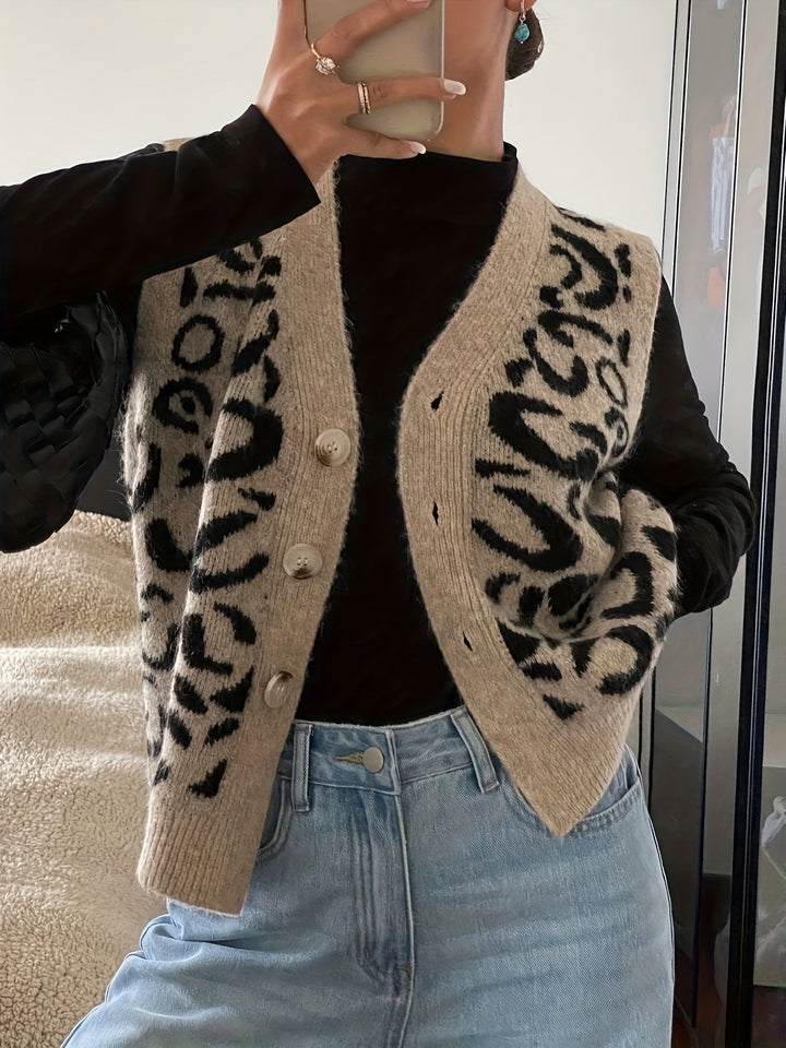 Patterned Button-Front Vest