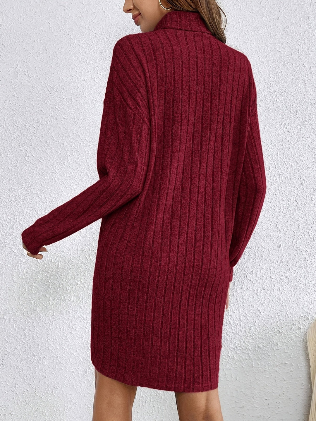 Ribbed Turtleneck Sweater Dress