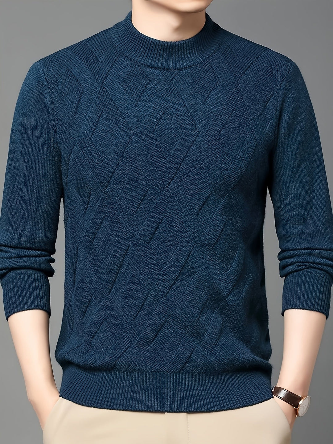Textured Mock-Neck Sweater