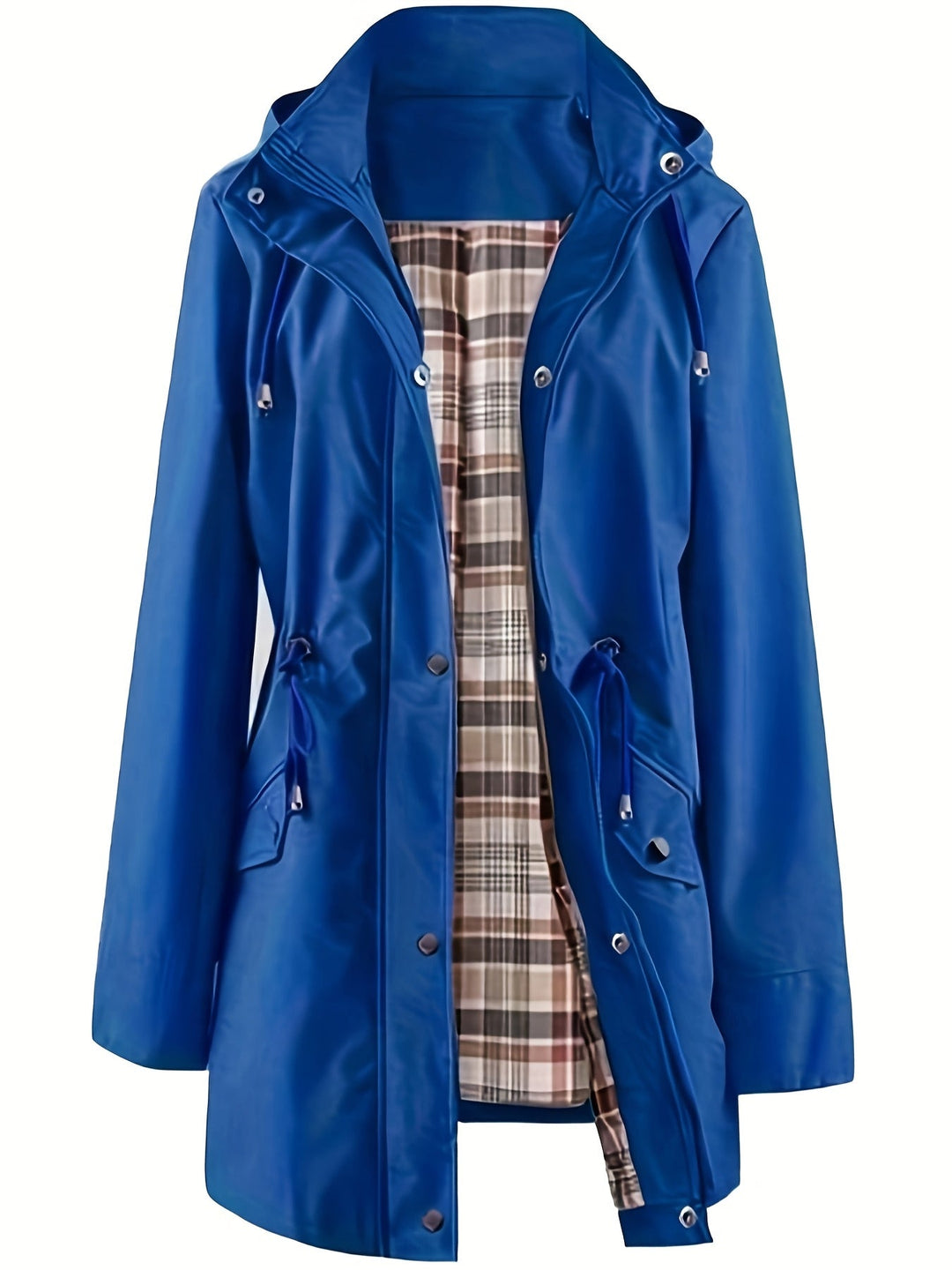 Hooded Drawstring Rain Jacket