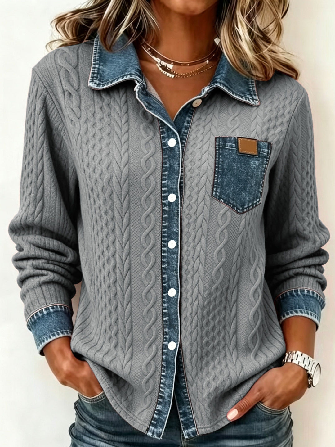 Textured Button-Up Shirt