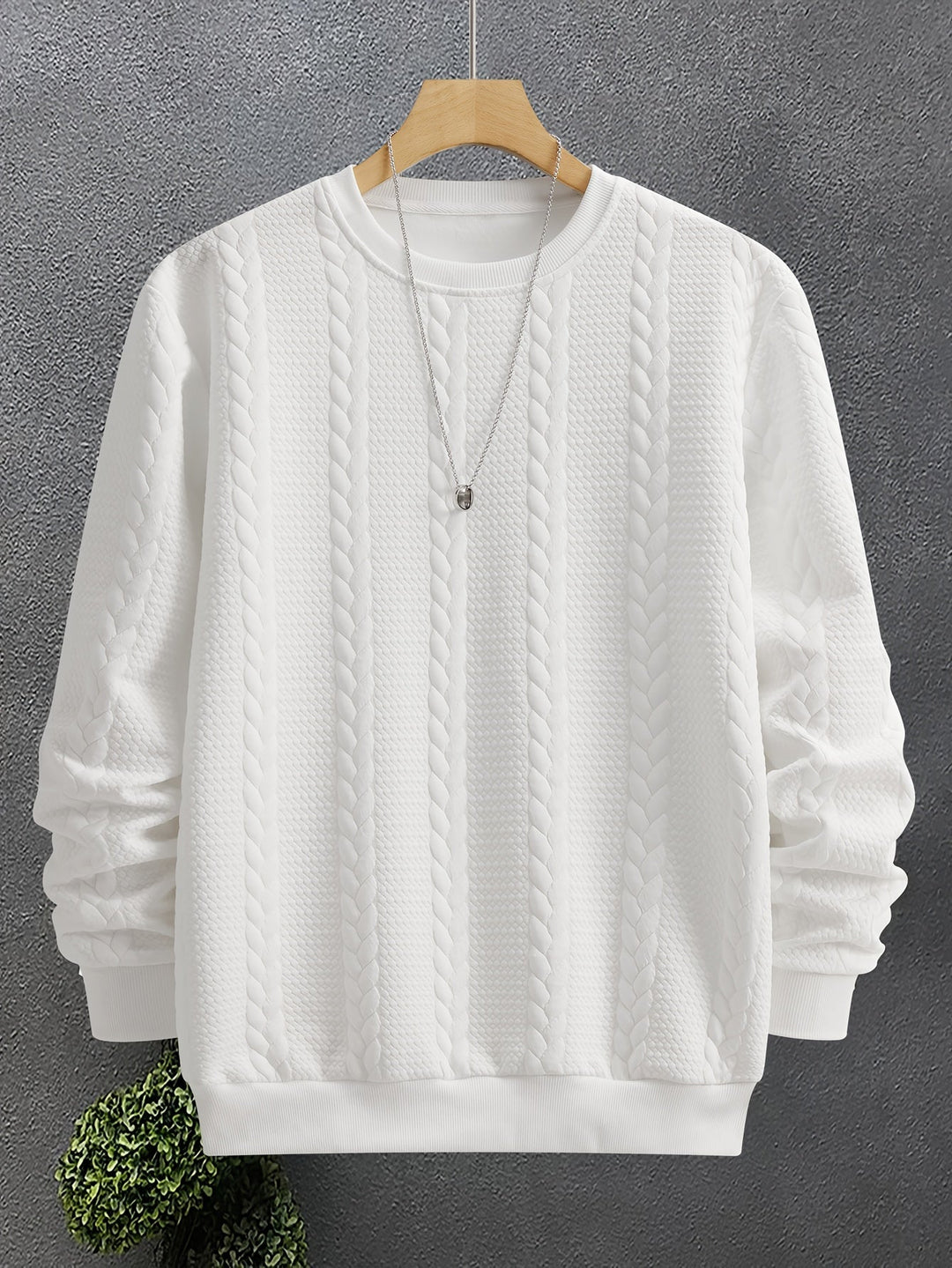 Textured Crew Neck Sweatshirt