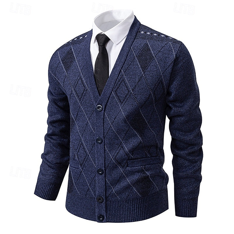 Refined Argyle Cardigan
