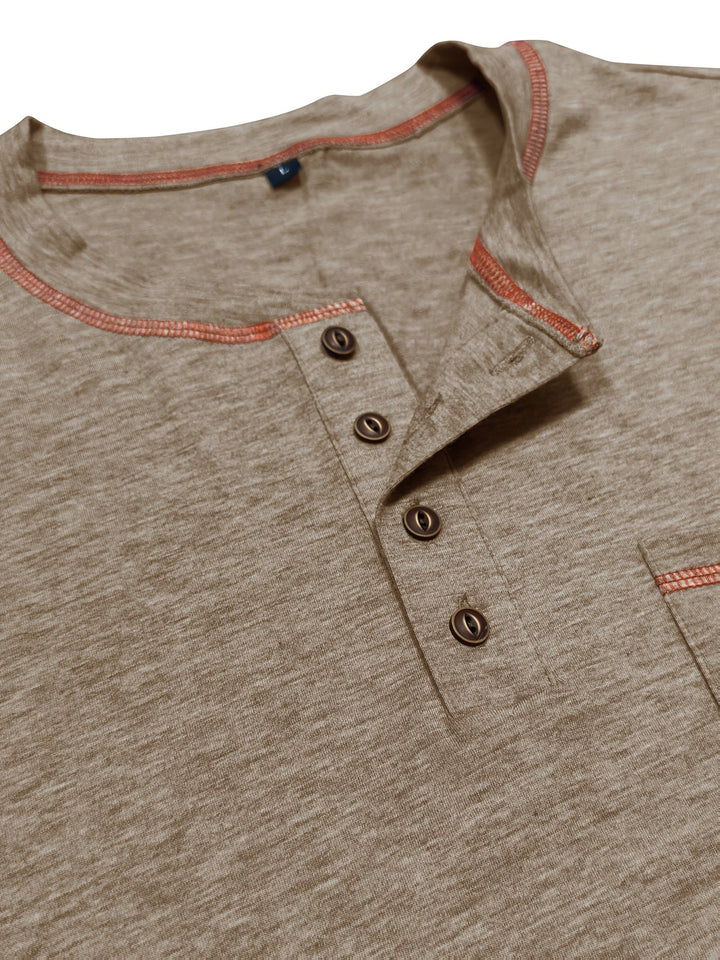 Contrast-Stitch Long Sleeve Henley