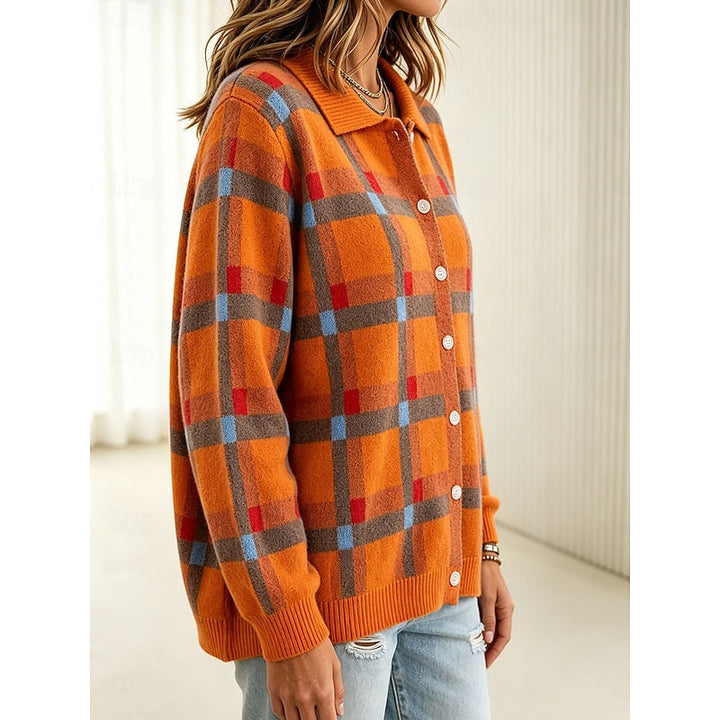 Classic Plaid Button Cardigan