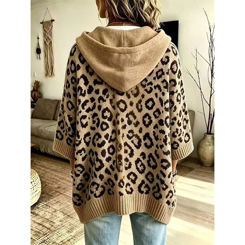 Animal Print Hooded Sweater