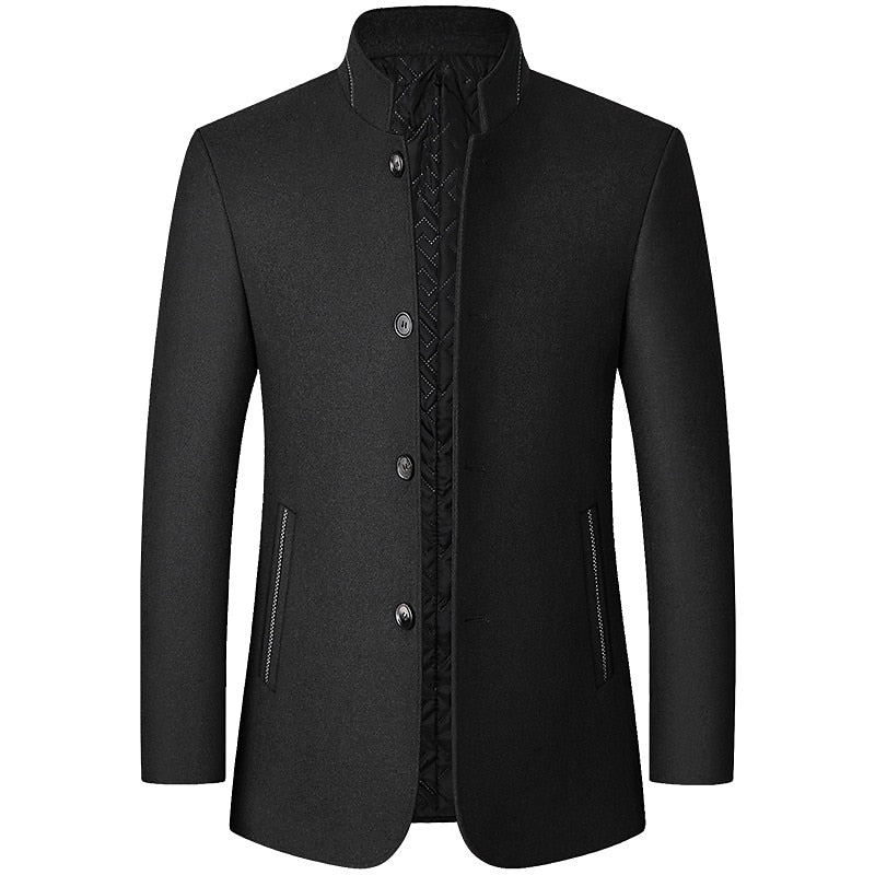 Refined Stand-Collar Overcoat
