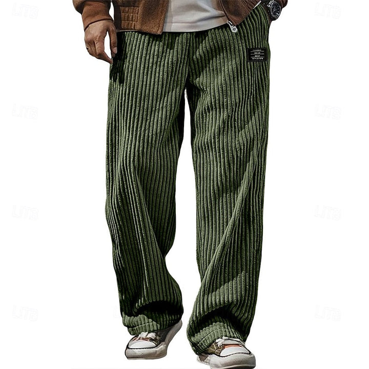 Relaxed Ribbed Wide-Leg Pants