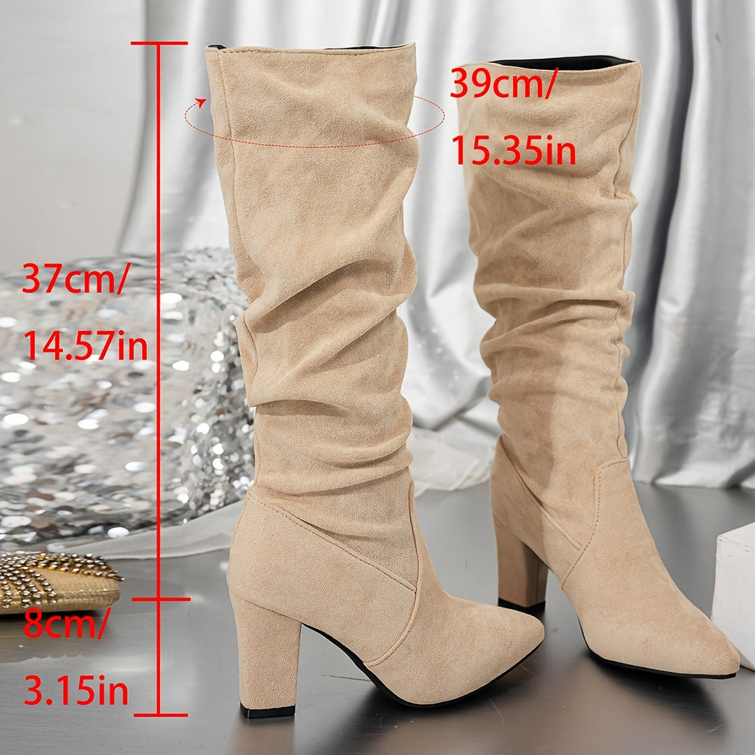 Slouch Knee-High Heeled Boots