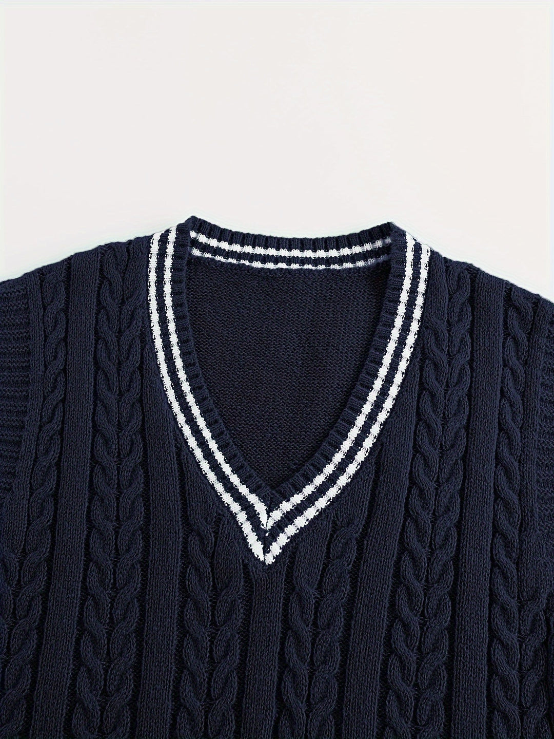 Cable-Knit V-Neck Sweater Vest