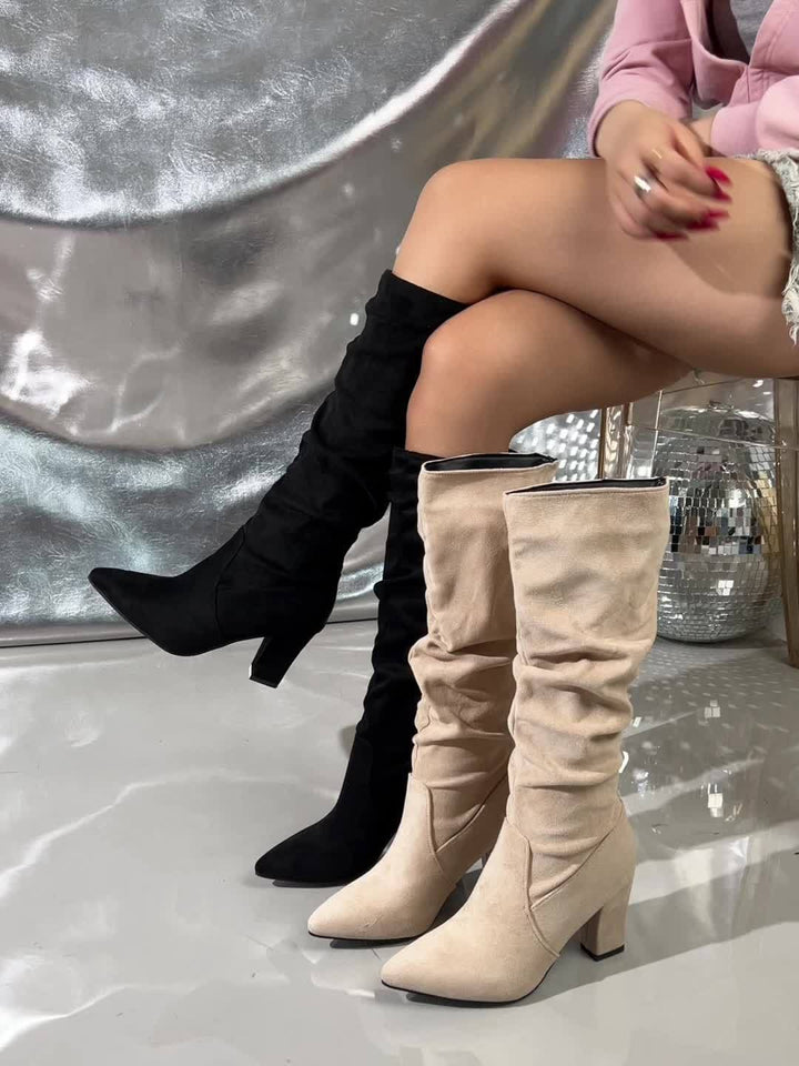 Slouch Knee-High Heeled Boots