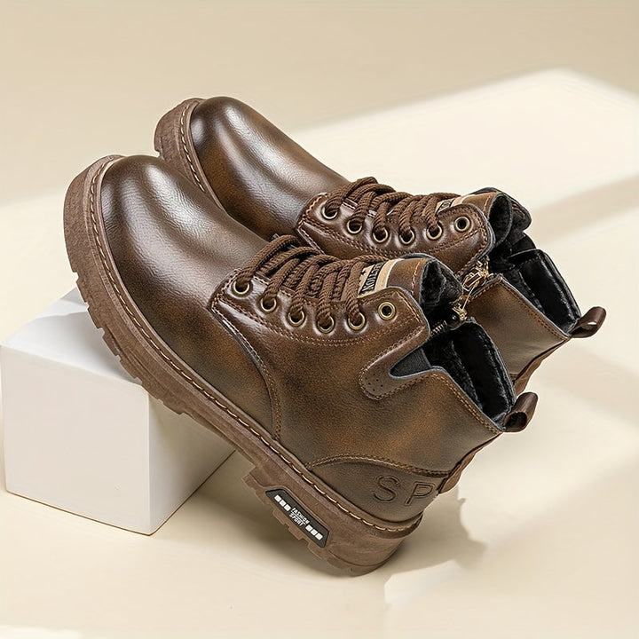 Rugged High-Top Lace-Up Boots