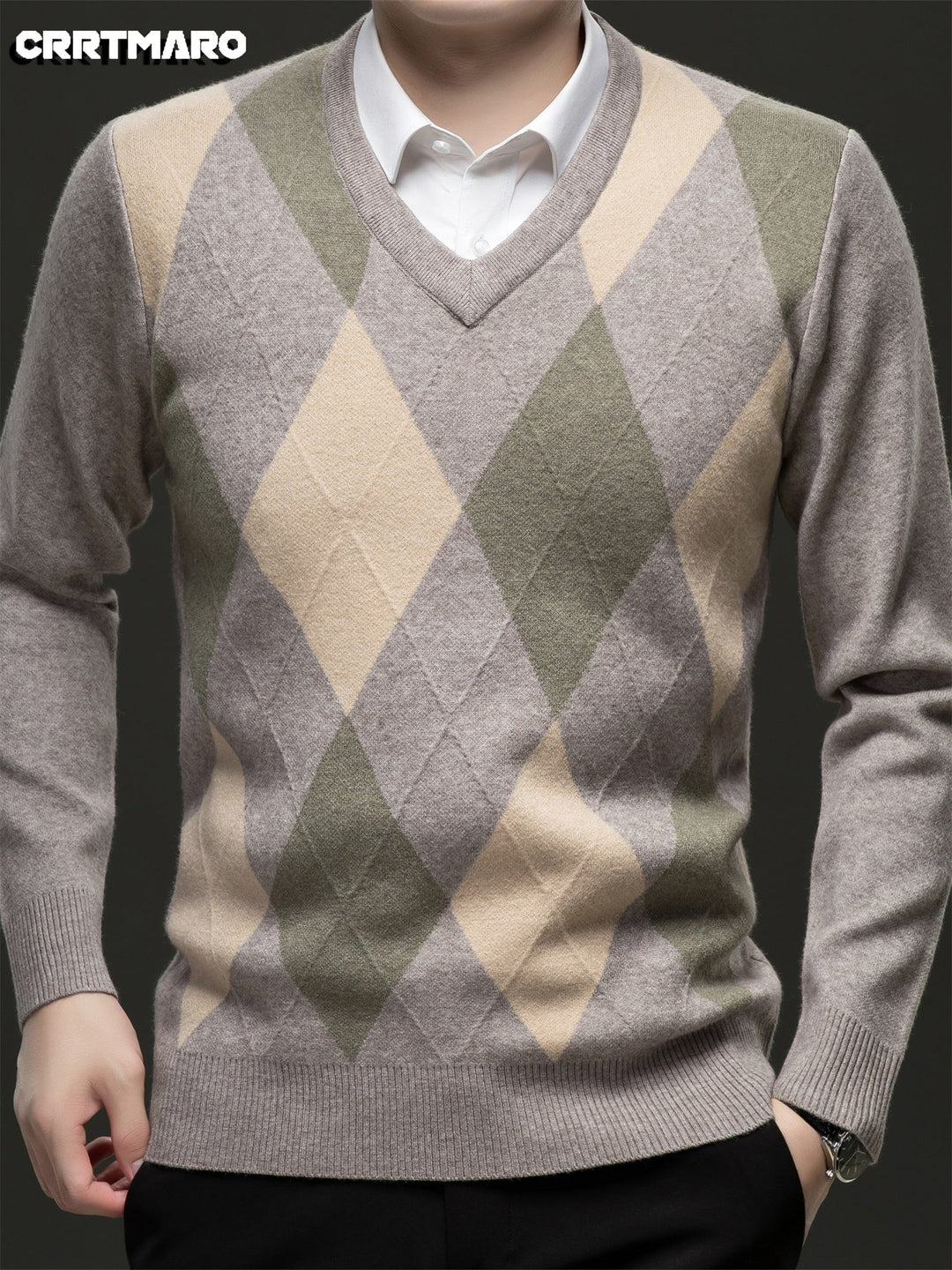 Classic Argyle V-Neck Sweater