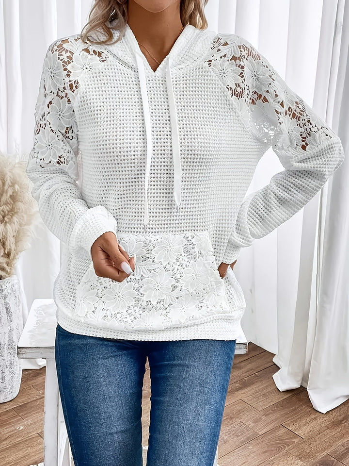 Floral-Trimmed Hooded Top