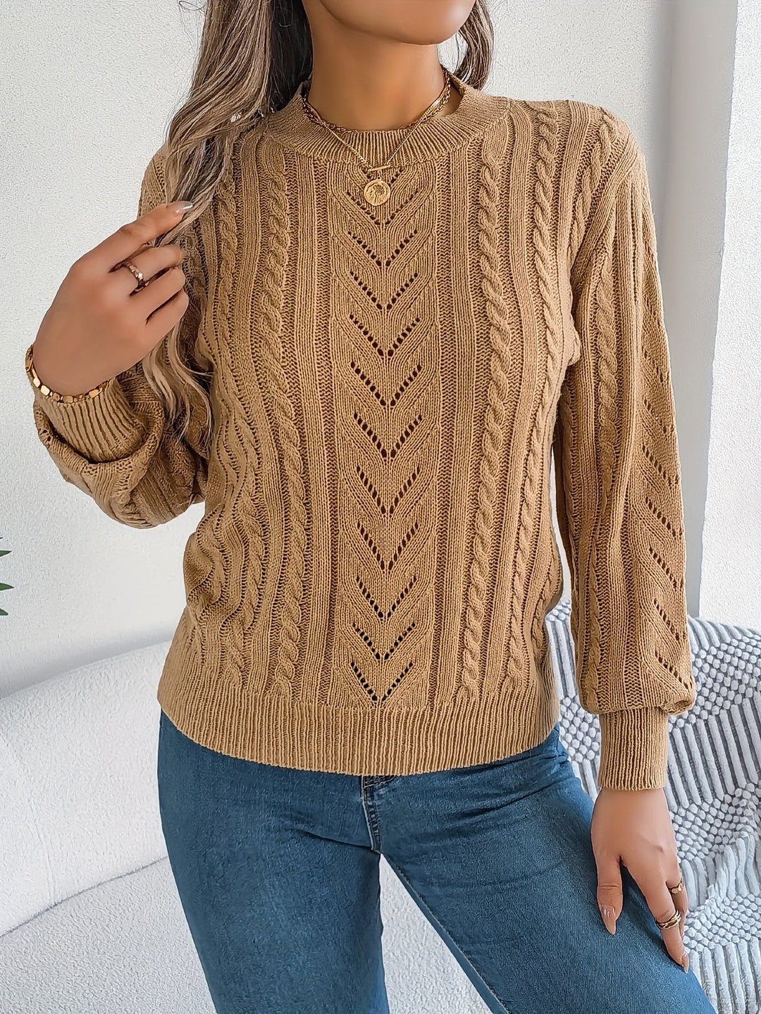 Cable-Knit Textured Sweater