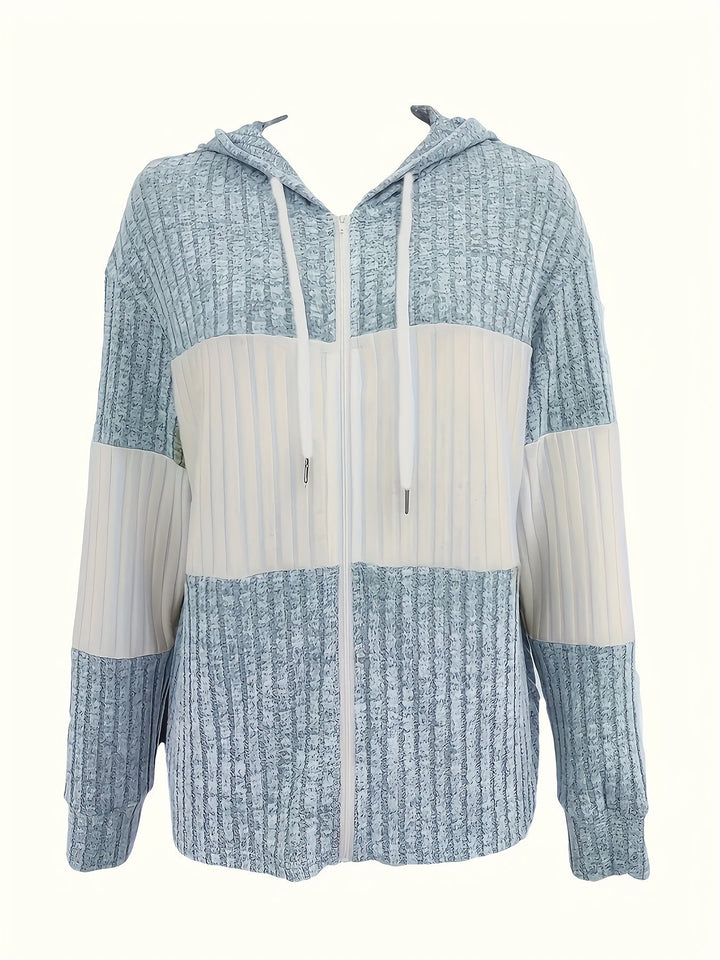 Cozy Color-Block Zip-Up Hoodie