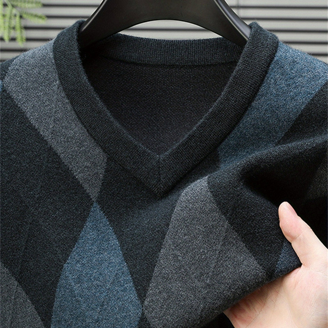 Classic Argyle V-Neck Sweater