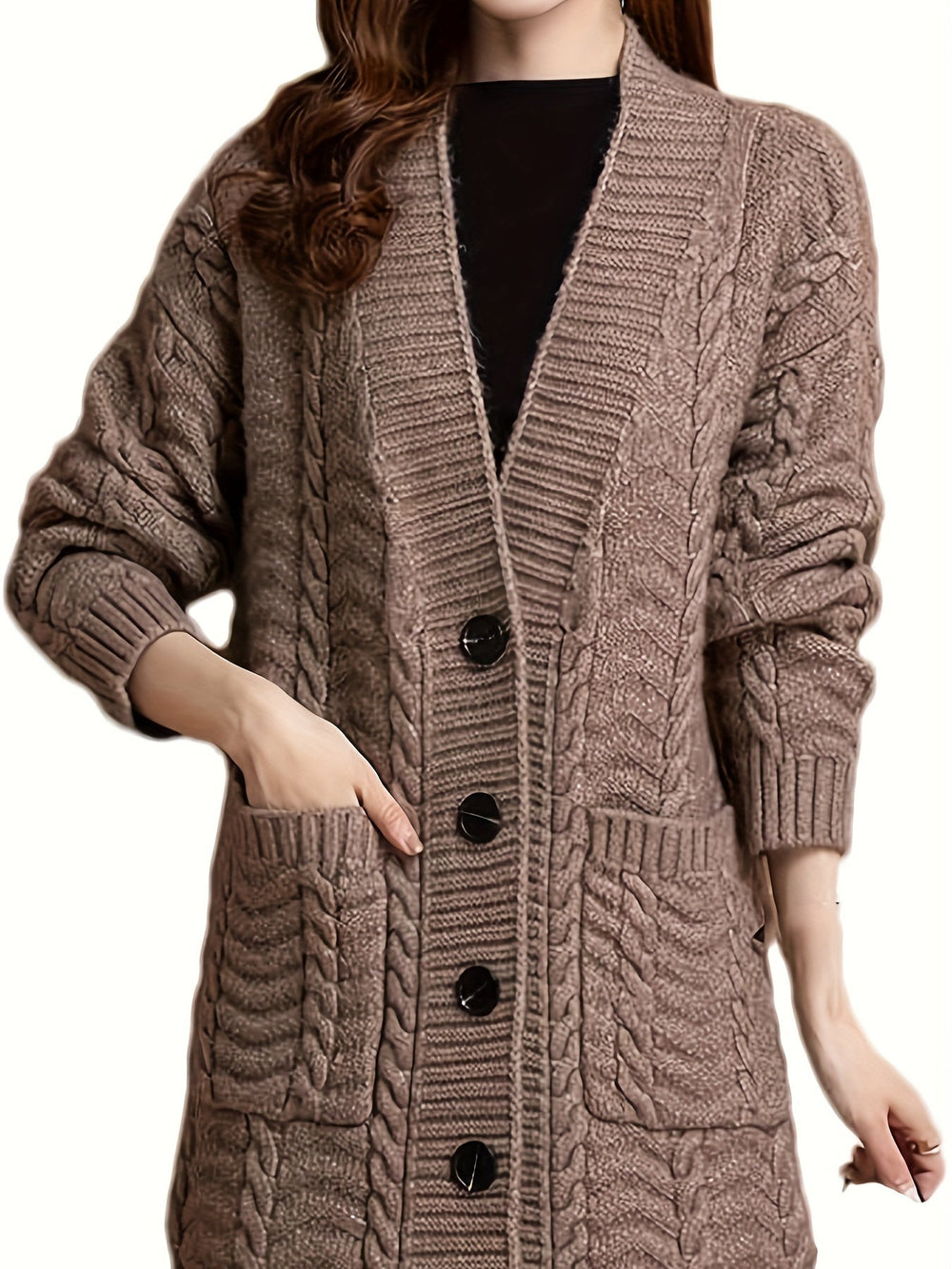 Cable-Knit Longline Cardigan