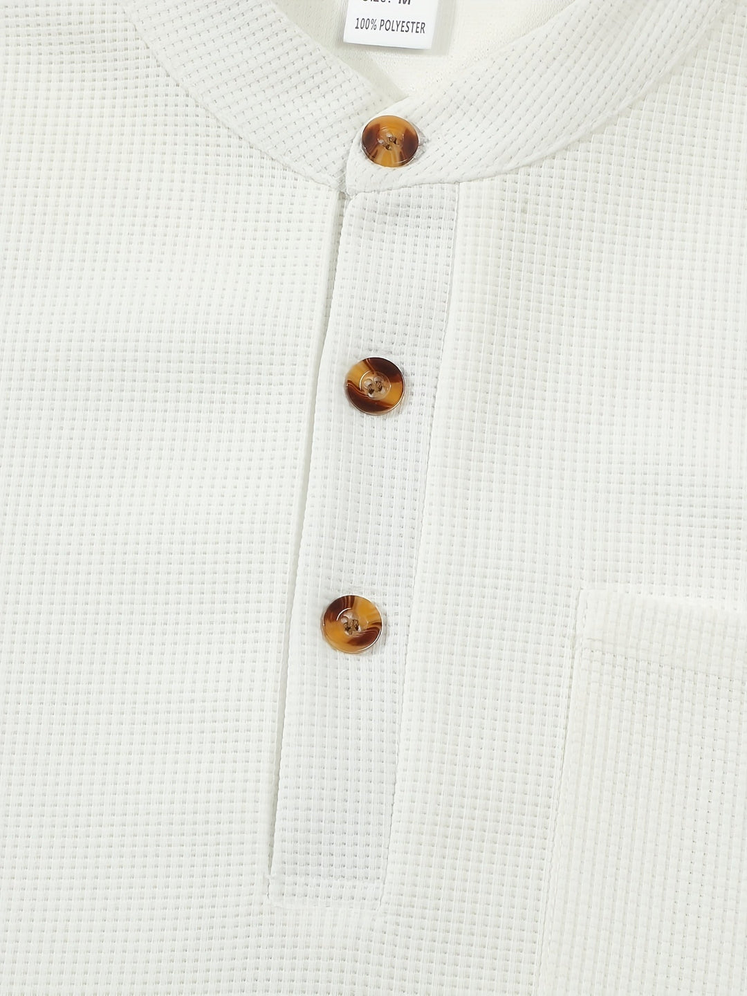 Textured Long Sleeve Henley Shirt